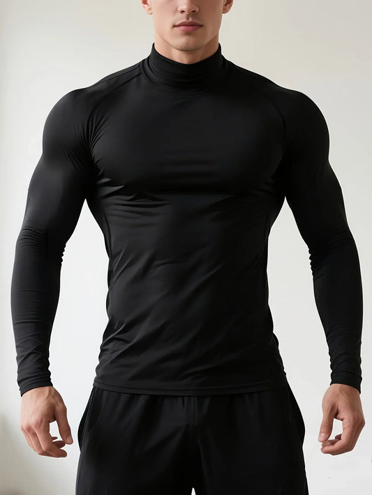 Men's Slim-Fit Long-Sleeved Shirt, Quick-Drying, Breathable, and Highly Elastic Sweater