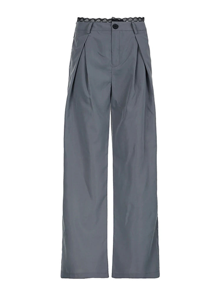 Women's Long Lace Loose Casual Straight Pants