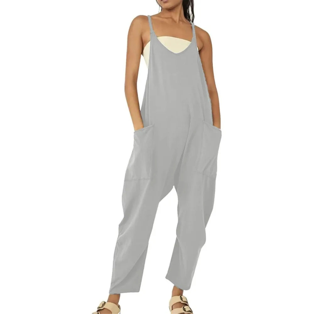 Women's Loose Fit Wide Leg Jumpsuit with Pockets