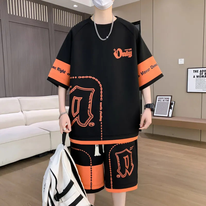 Men's 2-Piece Loose Fit T-Shirt and Shorts Set - Stylish Casual Activewear for Men