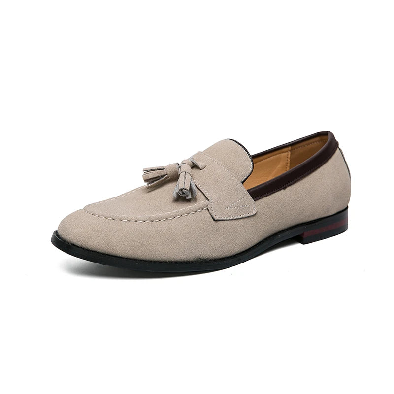 Men's Faux Suede Tassel Loafers – Comfortable Casual Flats for Men