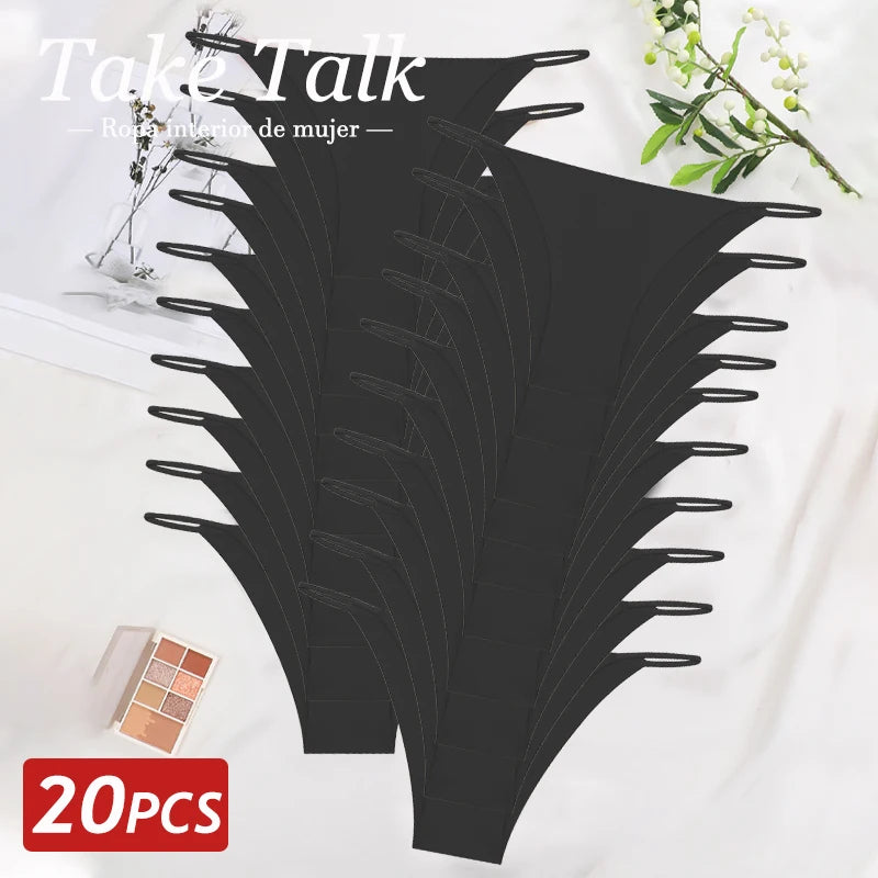 TakeTalk 20PCS Women's Seamless Ice Silk Ultra-Thin Breathable Panties Set