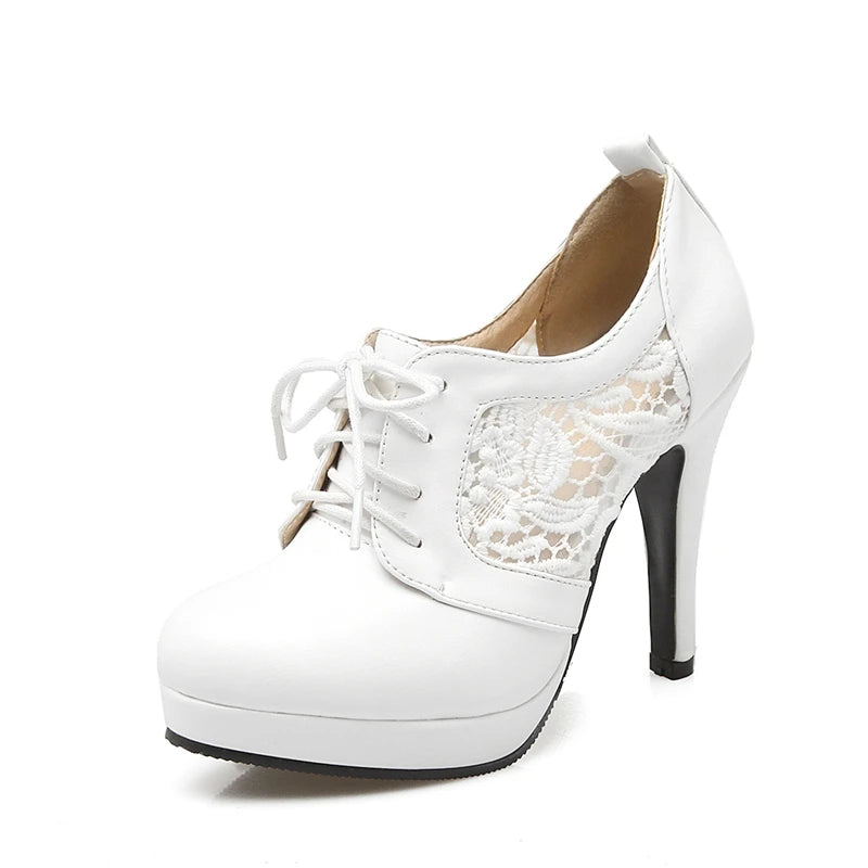 Women’s Lace-Up Pointed Toe Platform Wedge Heels