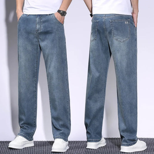 Men's Lyocell Baggy Jeans – Thin, Breathable, Vintage Straight Fit Pants
