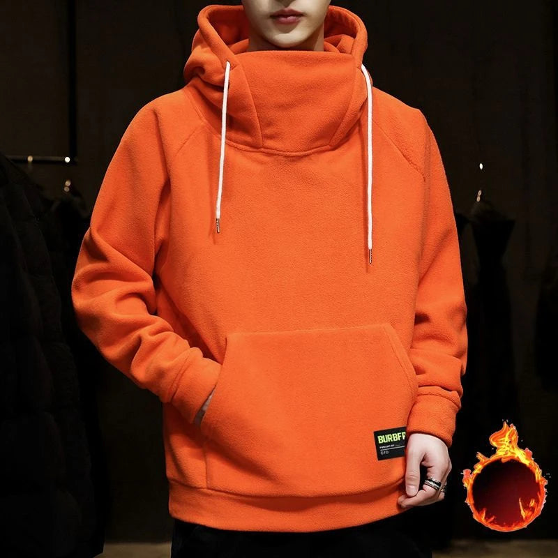 Men's Turtleneck Hoodie - Thick Fleece, Loose Fit Sweater