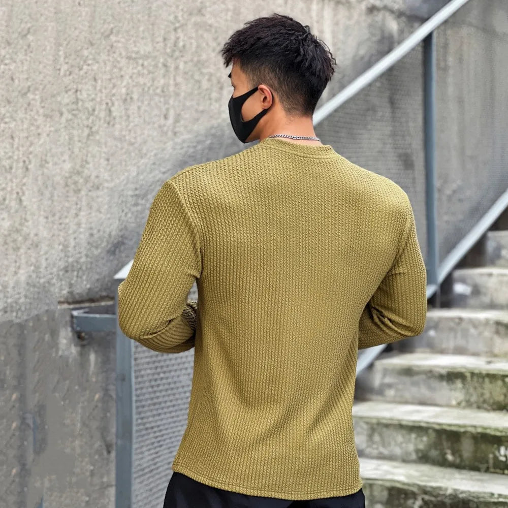 Men's Long Sleeve Slim Fit Striped Sweater