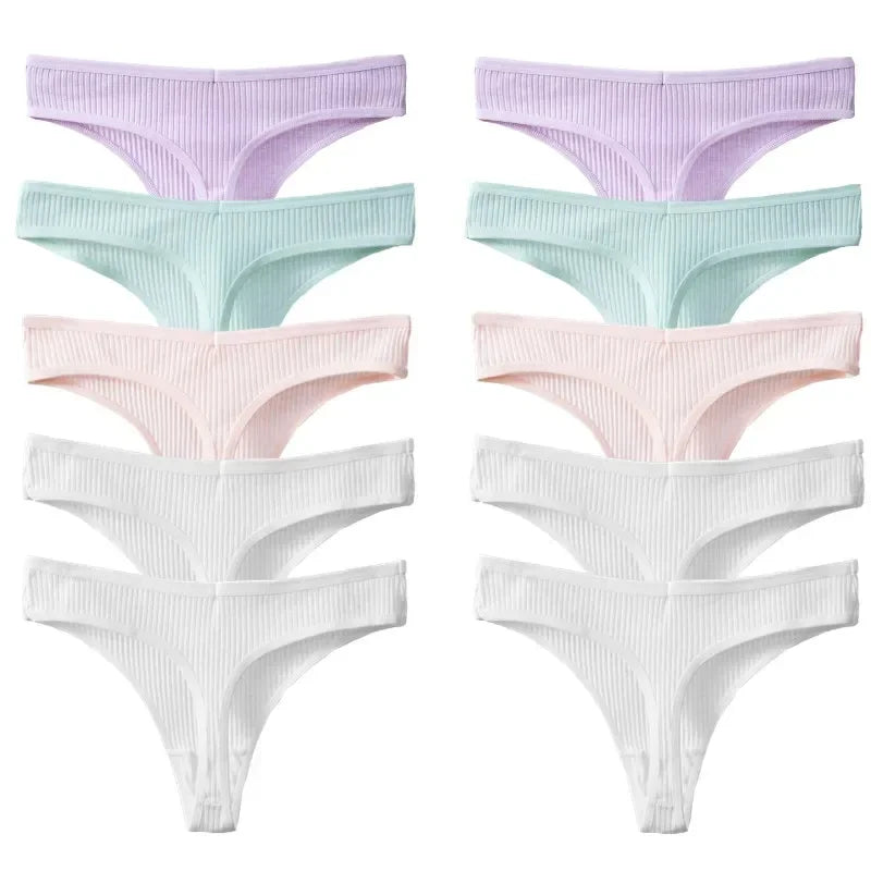 10Pack Women's Cotton Thongs - Comfortable Fit Thong's