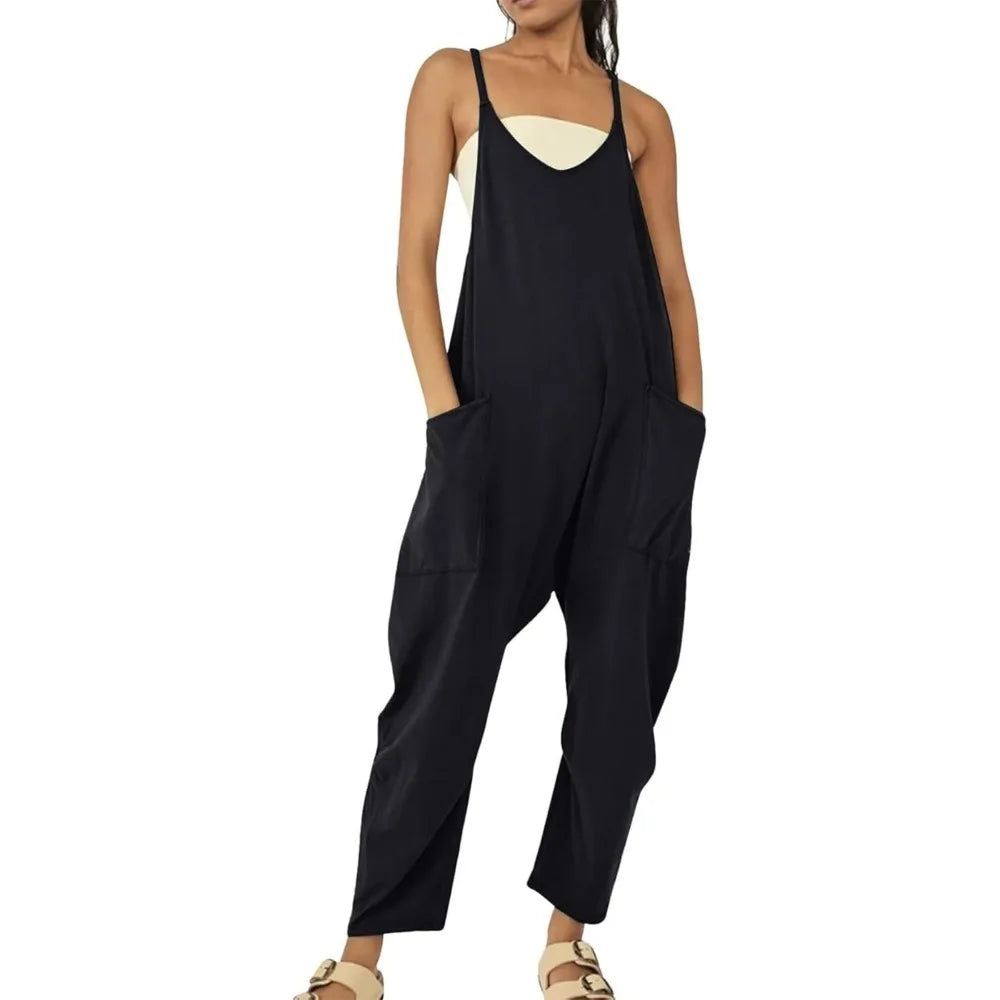 Women's Loose Fit Wide Leg Jumpsuit with Pockets