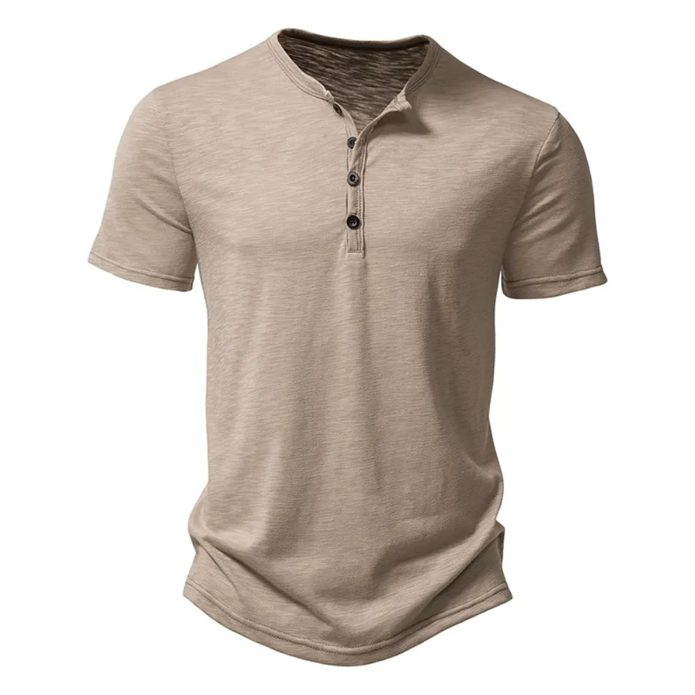 Men's Short Sleeve Polo T-Shirt with Collar and Buttons