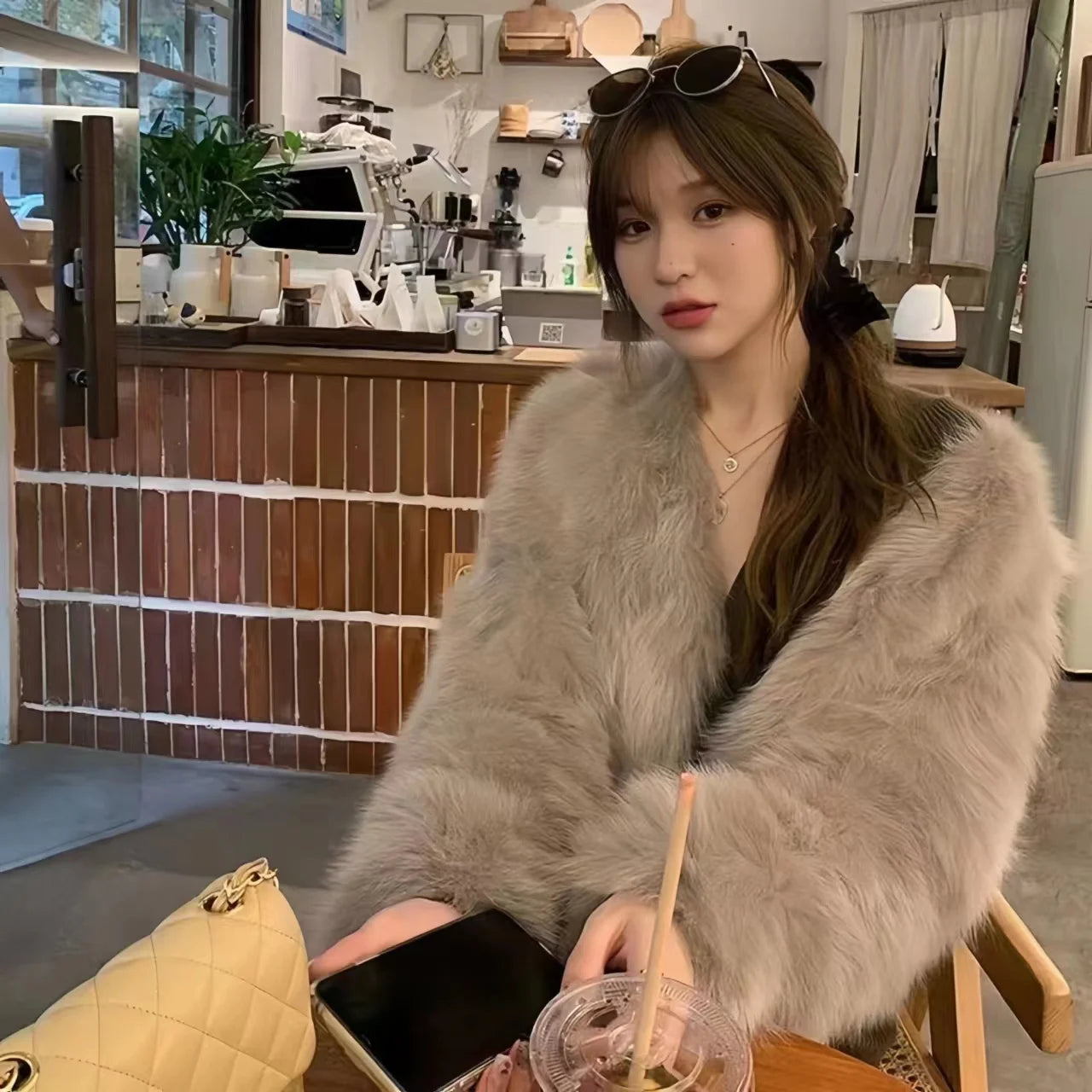 Women's Faux Fox Fur Coat – Thick & Luxurious Overcoat
