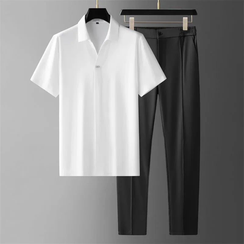 Men's Two-Piece T-Shirt and Pants Set - Stylish Casual Matching Outfit for Men