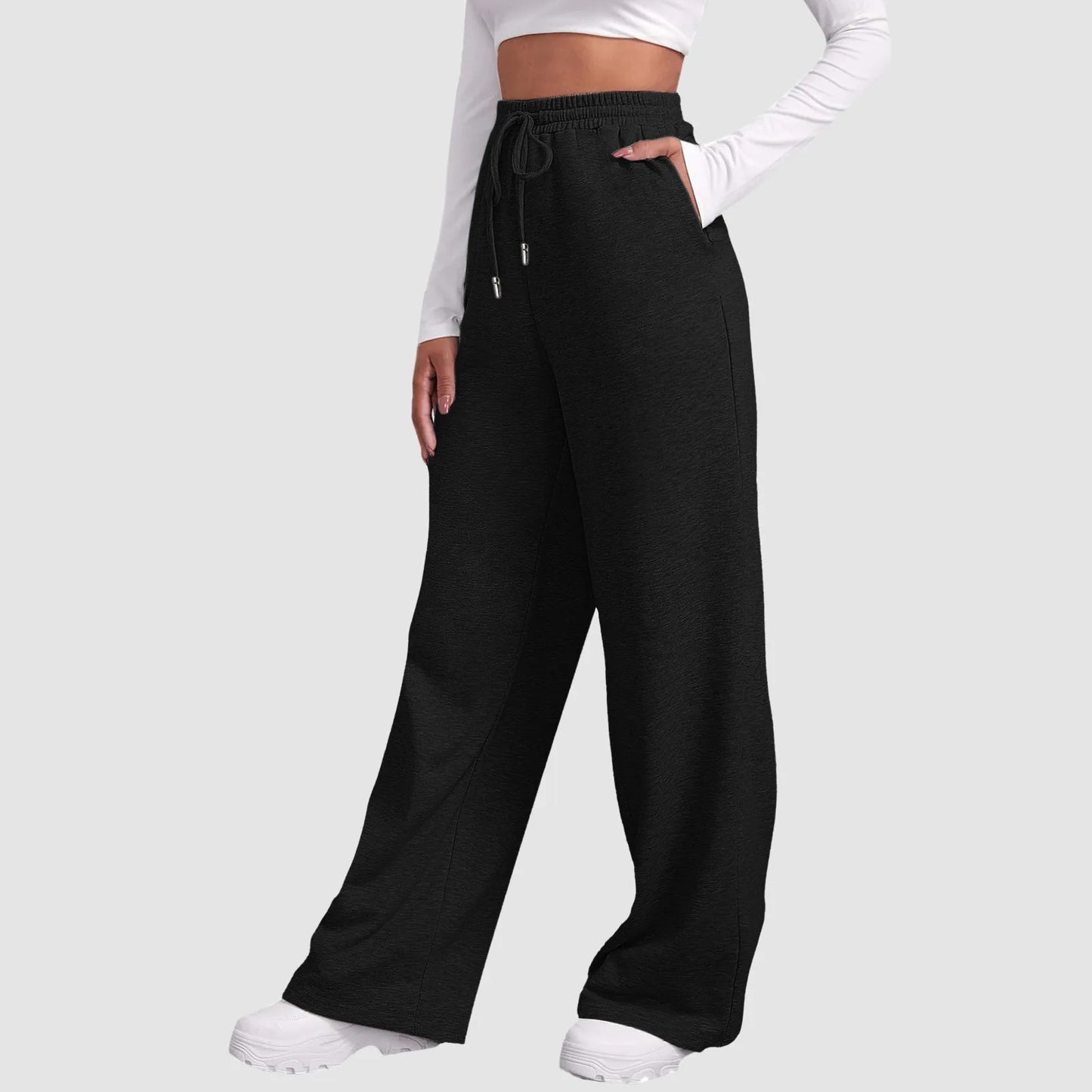 Women's Fleece-Lined Wide Leg Sweatpants/Joggers - Various Colors