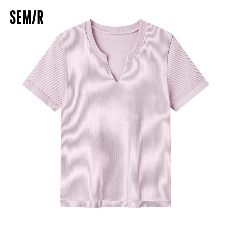 Semir Women's Slim Fit V-Neck Top - Soft, Comfortable, and Versatile Wear