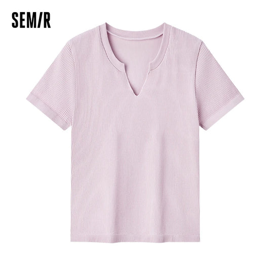 Semir Women's Slim Fit V-Neck Top - Soft, Comfortable, and Versatile Wear