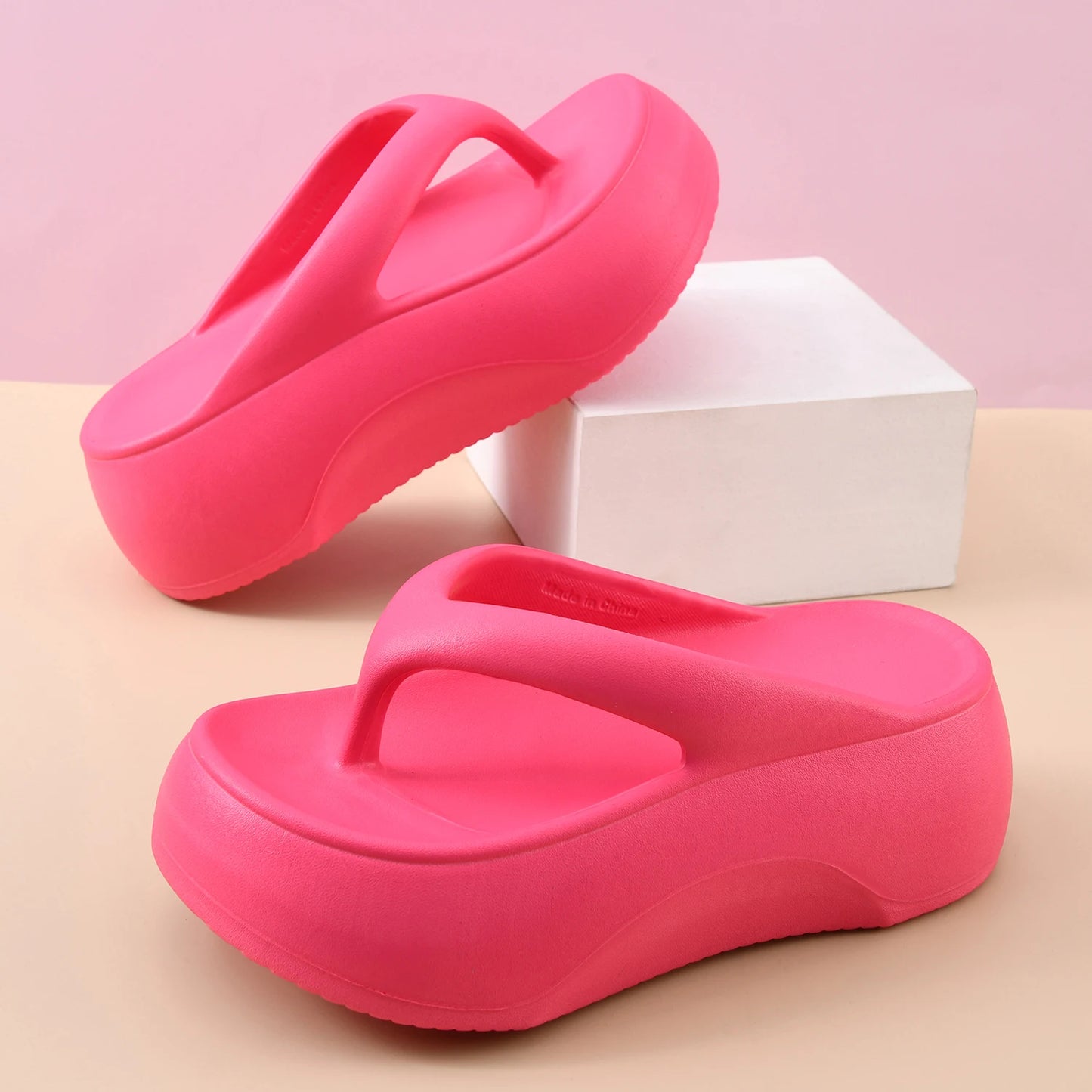 Women's Platform Flip Flops – Soft Sole EVA Slippers with Non-Slip Grip, Comfortable Slides
