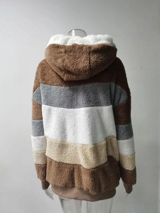 Oversized Hooded Plush Jacket for Women