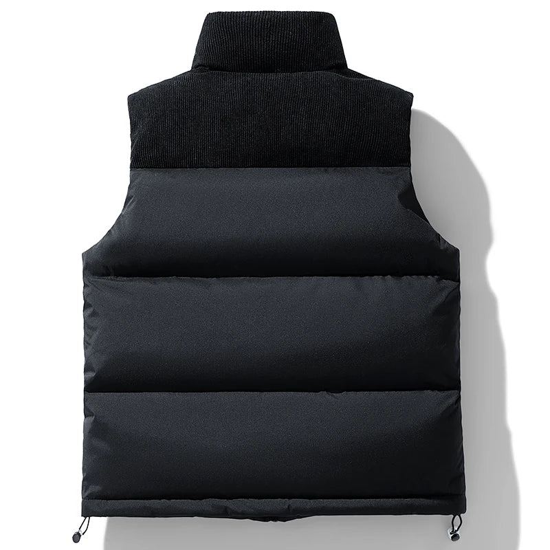 Warm Men's Cotton-Padded Vest Jacket with Full Zipper
