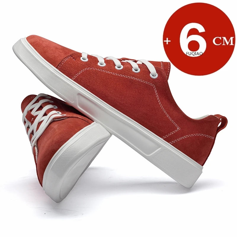 Men's Faux Suede Casual Elevator Sneakers with 6cm Hidden Heel