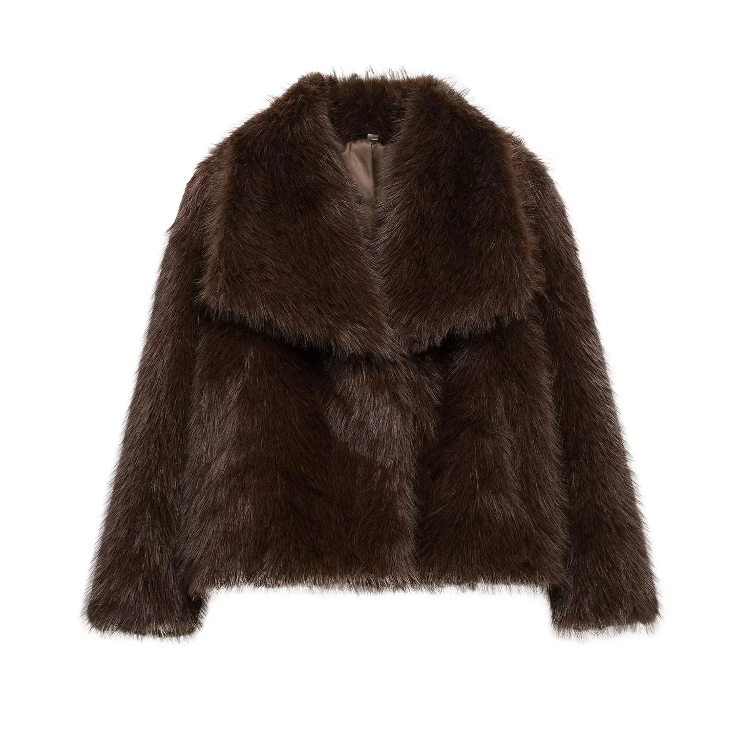 KONDALA Women's Faux Fur Turn-Down Collar Elegant Jacket