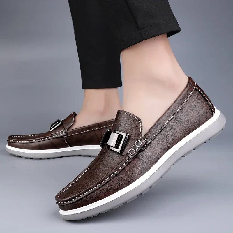 Men's Leather Casual Slip-On Loafers – Stylish and Comfortable Slip On