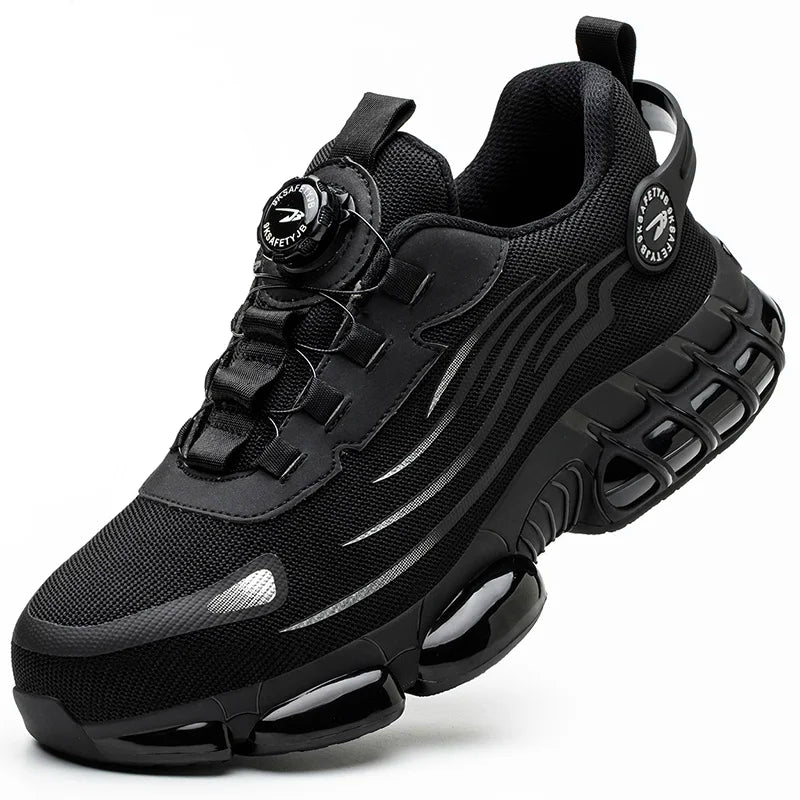 Rotating Button Men’s Anti-Puncture Protective Sneakers – Durable, Comfortable Work Shoes for Men