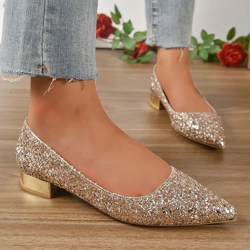Women’s Shiny Silver Sequin Heels