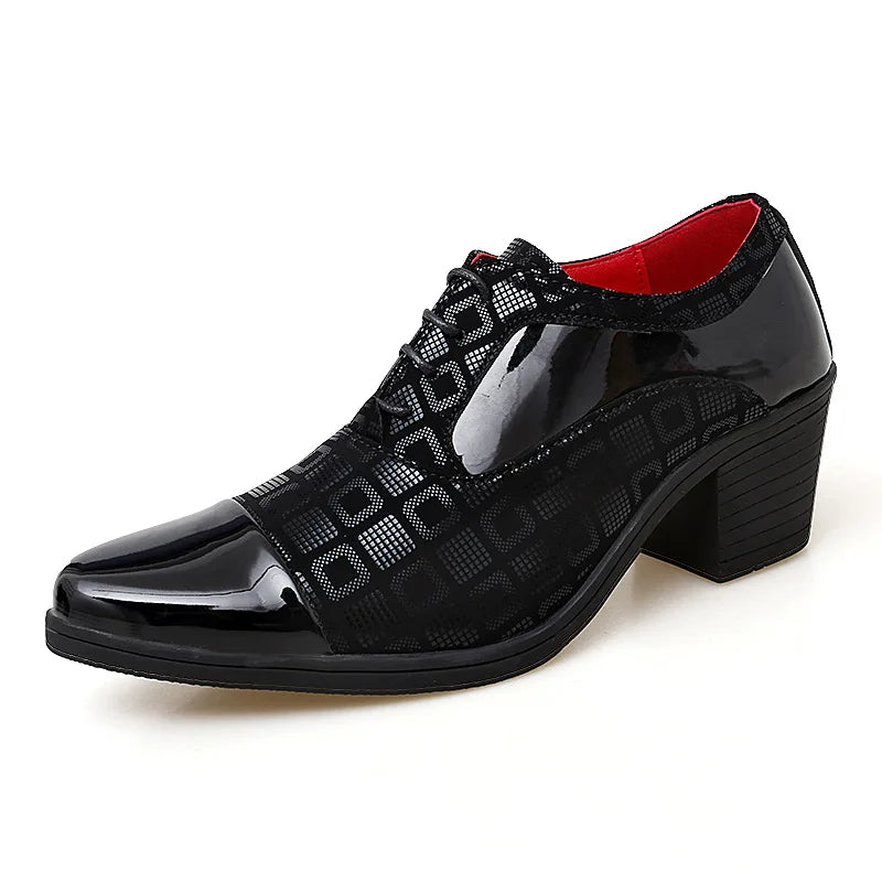 Luxury Men's High Heel Faux Leather Elevator Shoes