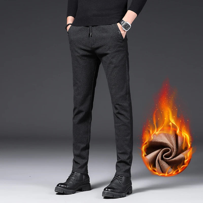 Men's Cotton Fleece Trousers with Drawstring and Elastic Waistband