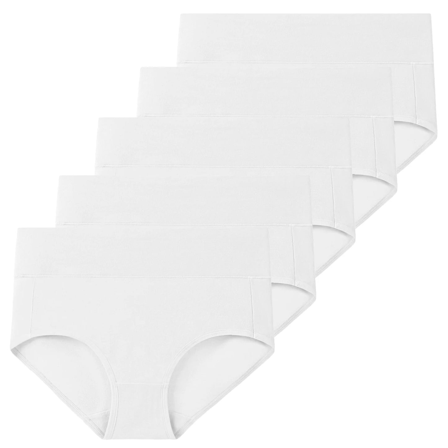 5-Piece Women's Breathable Cotton High-Cut Belly Control Panties