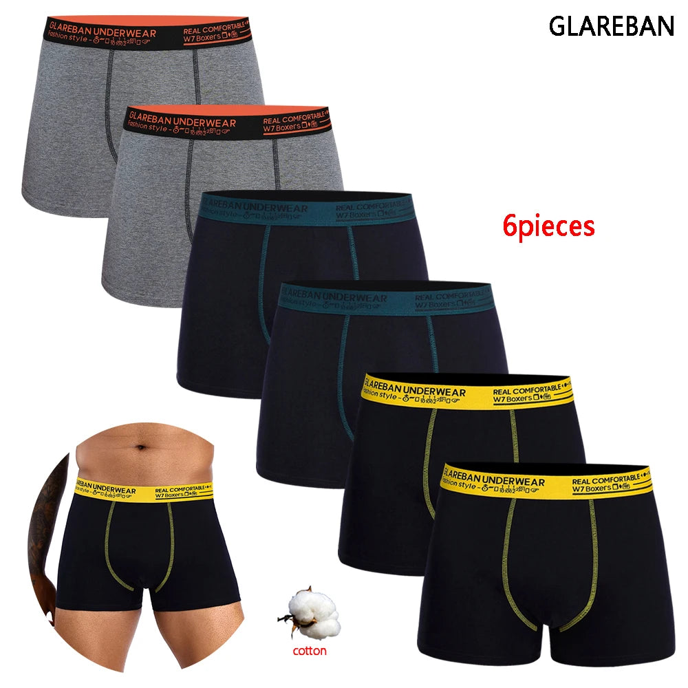 6-Pack Cotton Boxer Briefs for Men – Comfortable & Breathable Underwear Set