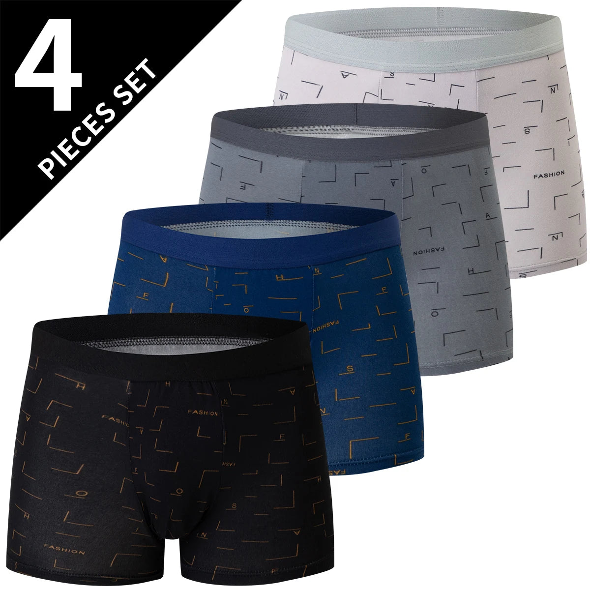 4-Pack Men's Comfortable Elastic Waist Trunks