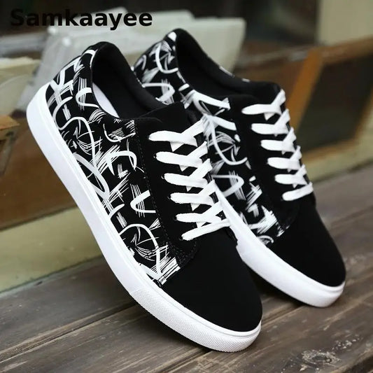 Men's Graffiti-Print Vulcanized Canvas Sneakers