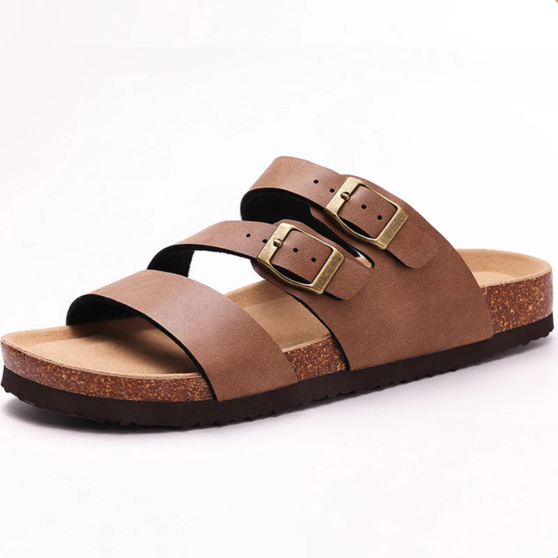 Women's Classic Suede Slippers with Double Buckle