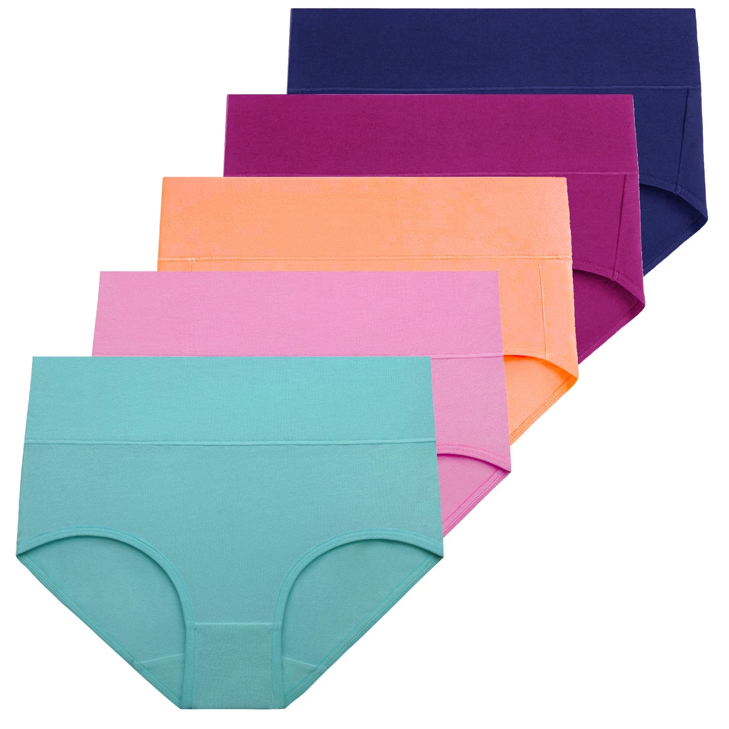 5-Piece Women's Breathable Cotton High-Cut Belly Control Panties