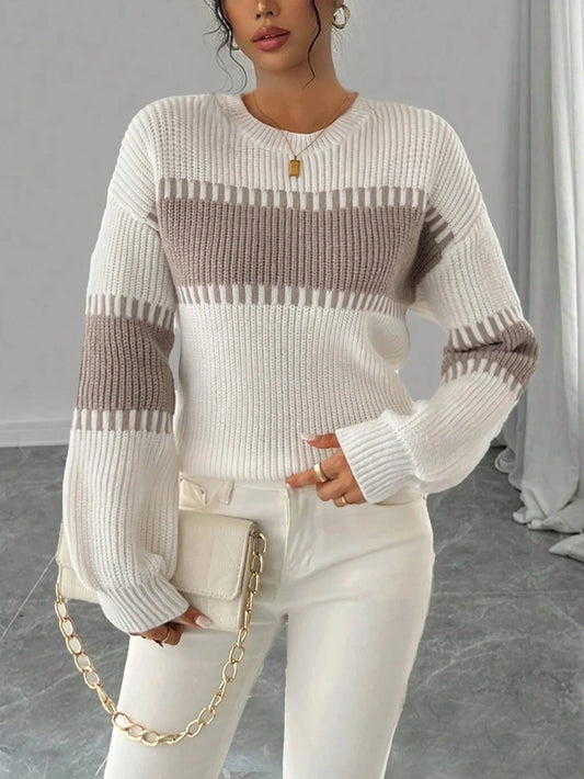 Casual Women's Knit Pullover with Stripes