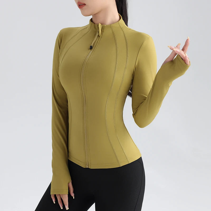 Women's Slim Fit Long Sleeve Zipper Sweater Jacket
