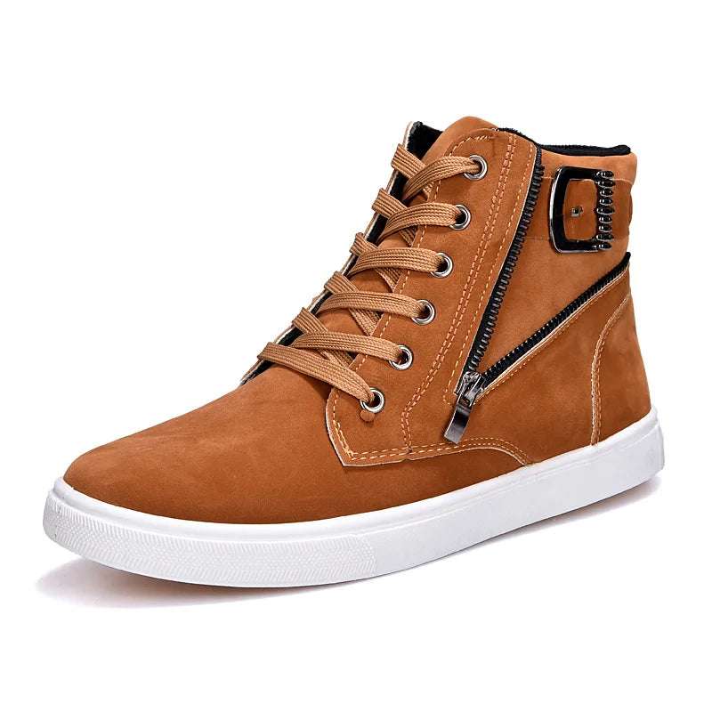 Men's Breathable High Top Casual Sneakers with Side Zipper