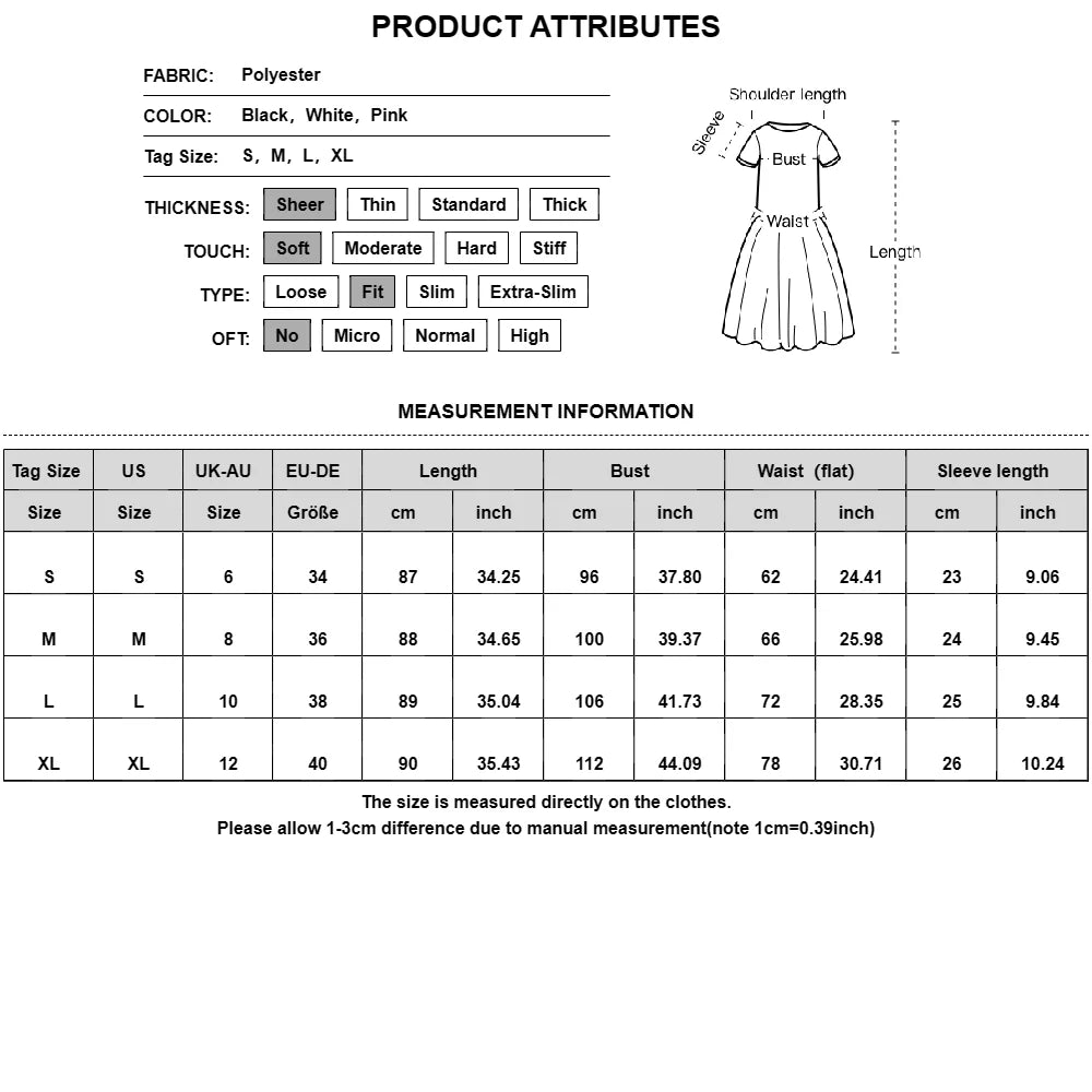 Slim Fit Short Sleeve Chiffon Dress for Women