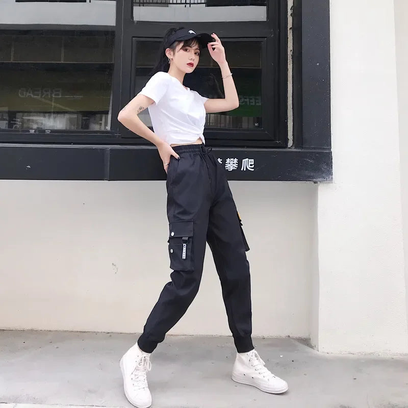 High-Waist Women's Joggers with Side Pockets - Comfortable Loose Fit for Everyday Wear