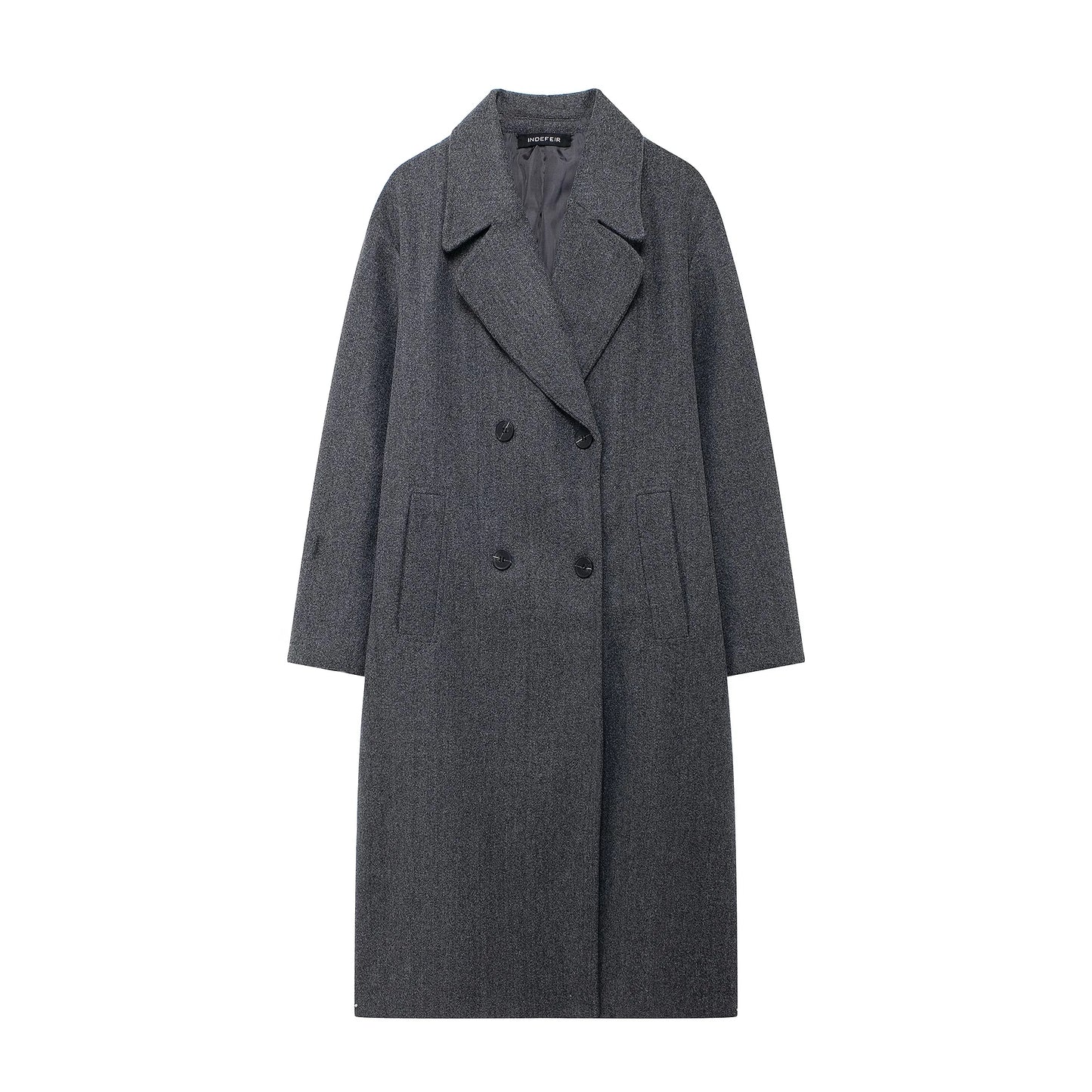 TRAFZA Women's Long Sleeve Lapel Coat - Warm Thick Trench Jacket