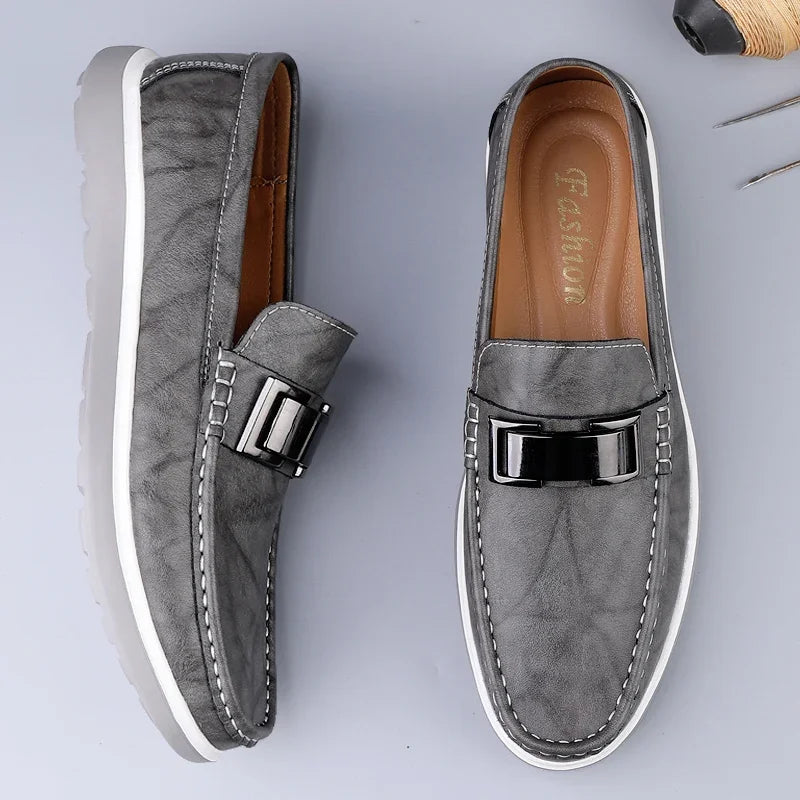 Men's Leather Casual Slip-On Loafers – Stylish and Comfortable Slip On