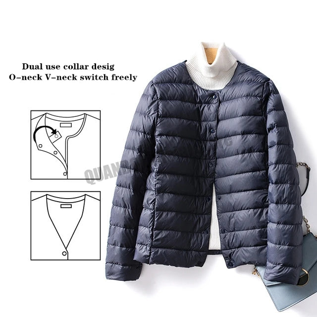 Women's Duck Down Puffer Jacket - Warm Liner Winter Coat for Women
