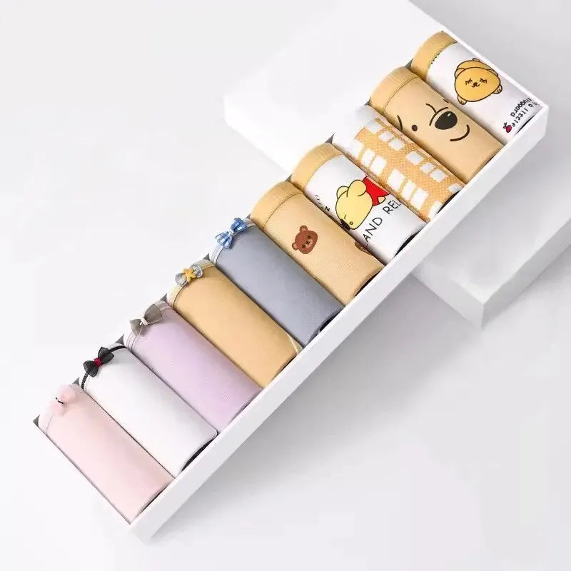10Pcs Women's Cotton Panties – Comfortable Cartoon Print Underwear Set