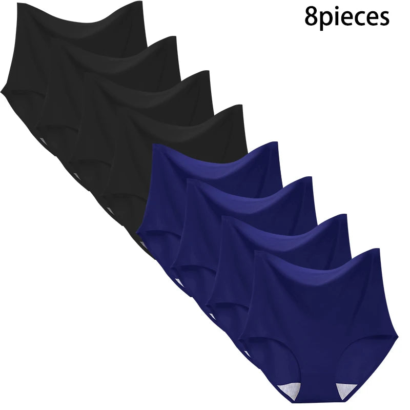 8-Pack Women’s Ice Silk Seamless Triangle Briefs - Comfortable, Tight Fit, Elastic Underwear Set