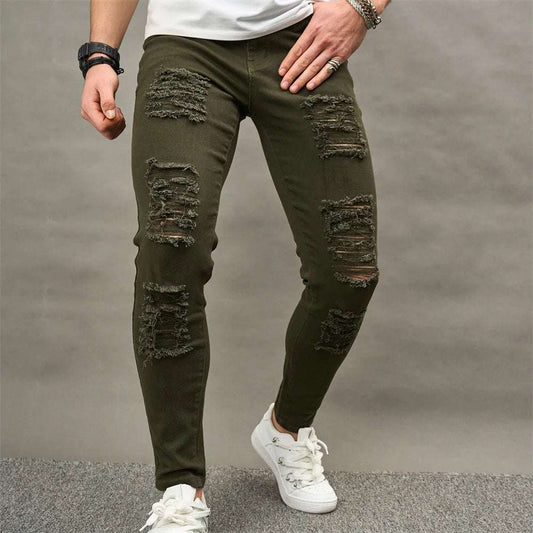 Men's Distressed Ripped Skinny Denim Pants
