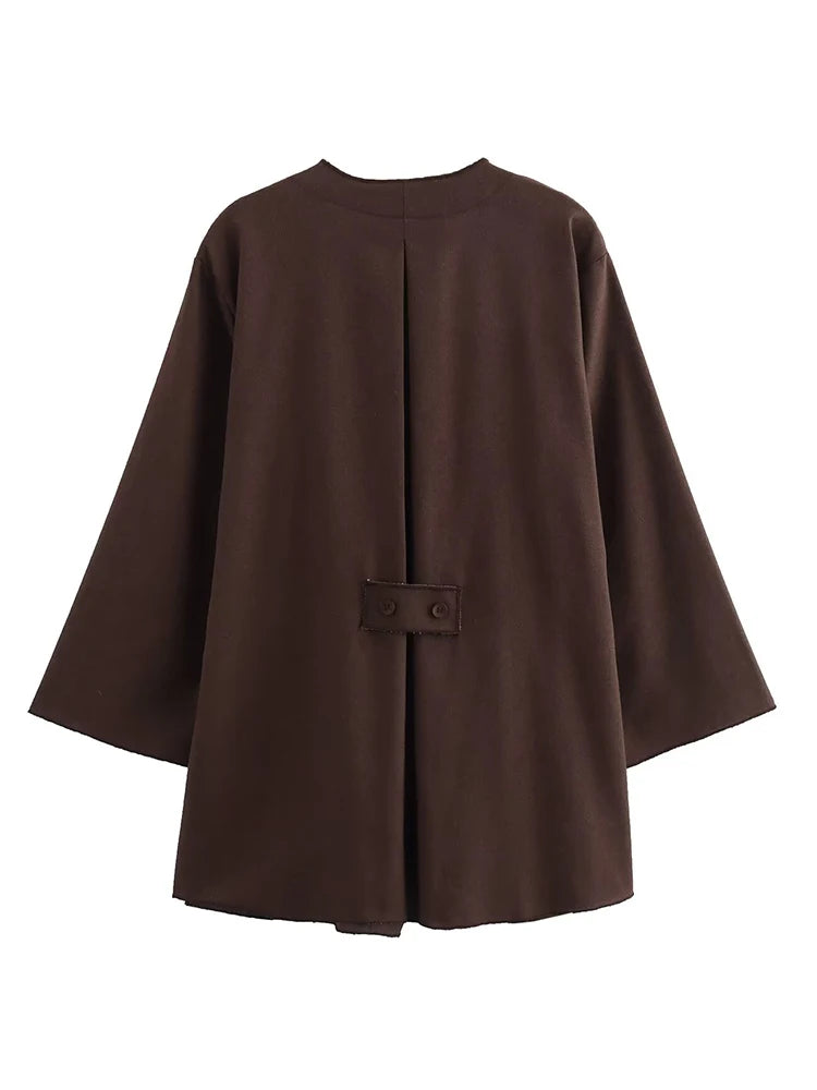 Linen Women's 2-Piece Set: Kimono Style Loose Lace-Up Shirt and Wide Leg Pants