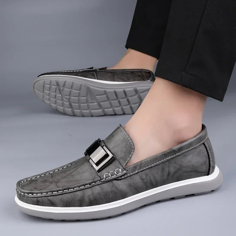 Men's Leather Casual Slip-On Loafers – Stylish and Comfortable Slip On