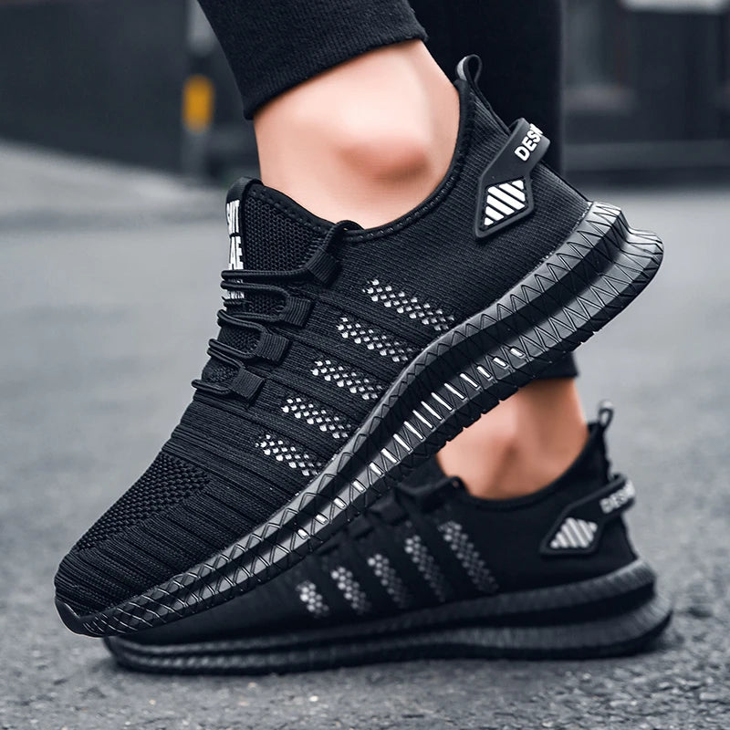 Men’s Breathable Mesh Casual Sneakers – Lightweight Lace-up Athletic Shoes