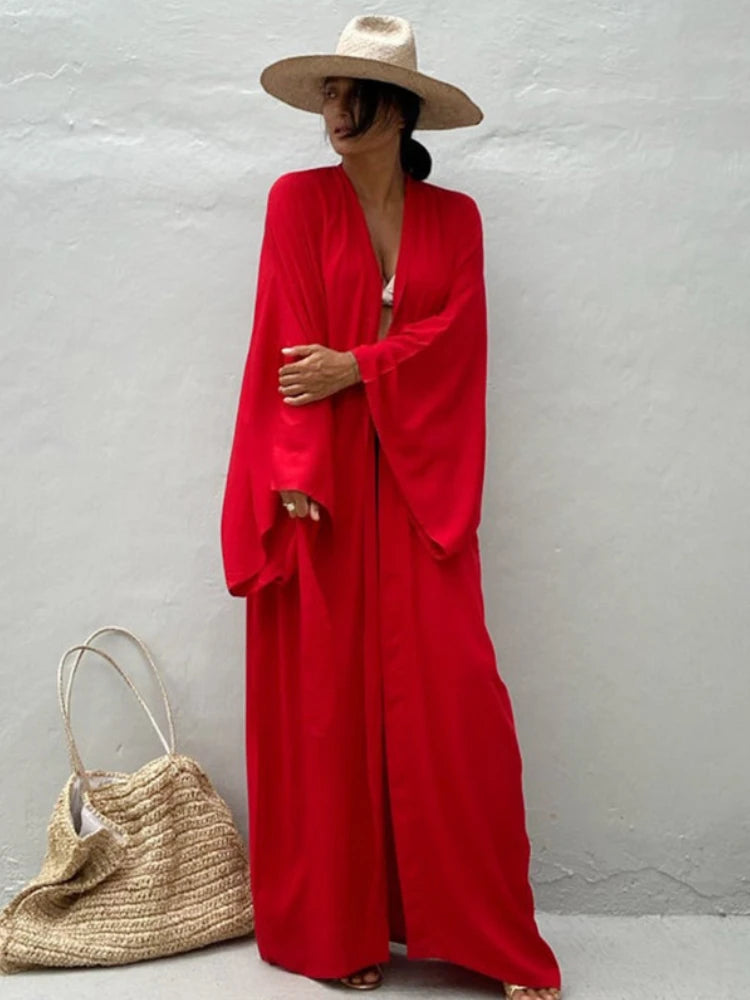 Elegant Belted Wrap Kimono Dress for Women