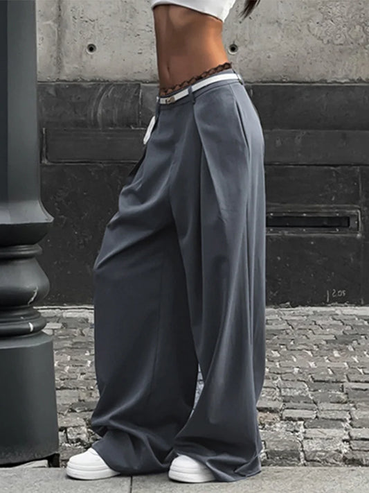 Women's Long Lace Loose Casual Straight Pants